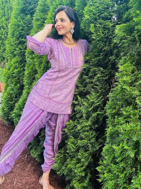 Lavender Pink Purple Chikan Set